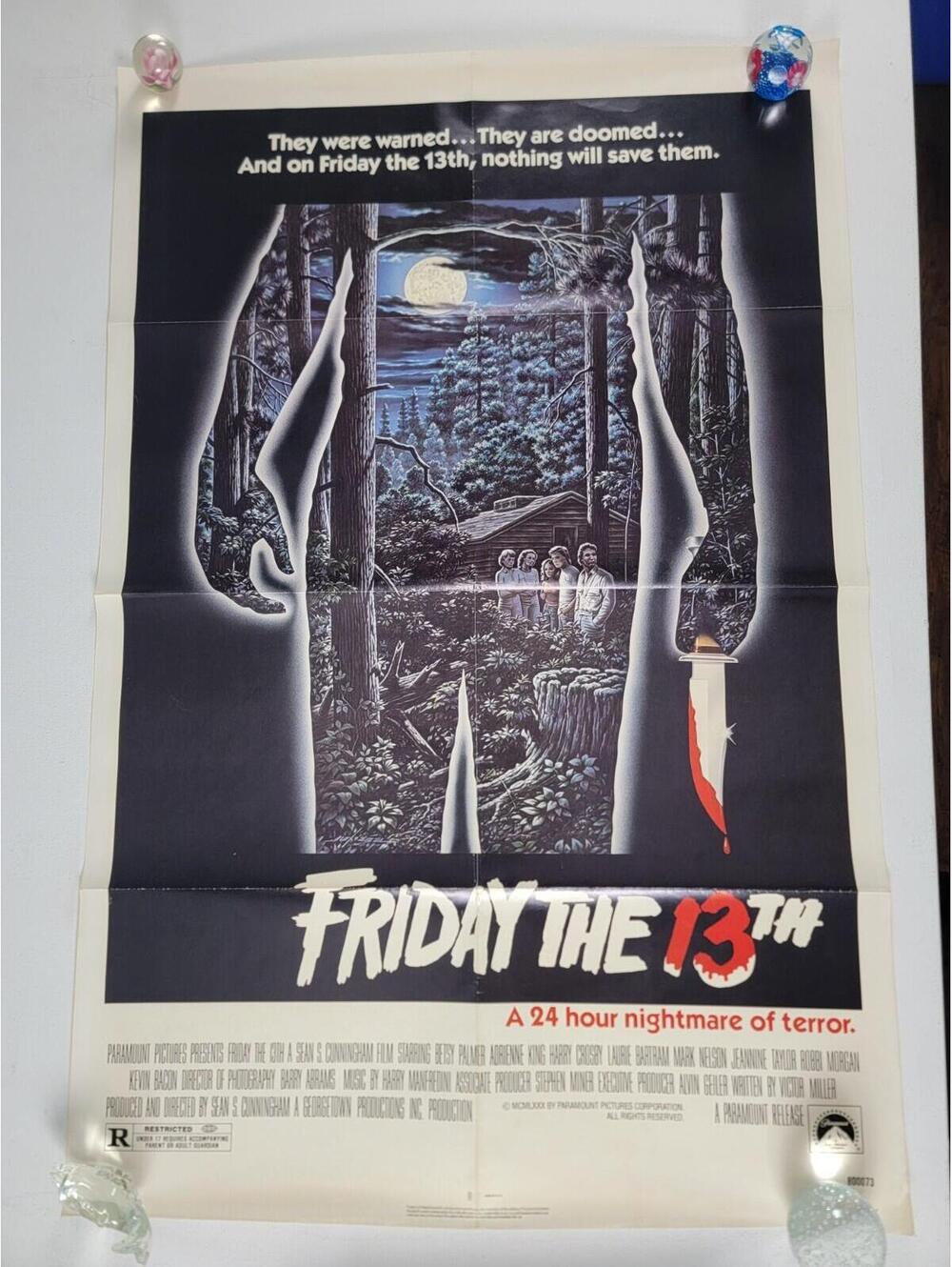 Friday The 13th 1980 ORIGINAL 27X41 NEAR MINT MOVIE POSTER Grail VTG HORROR